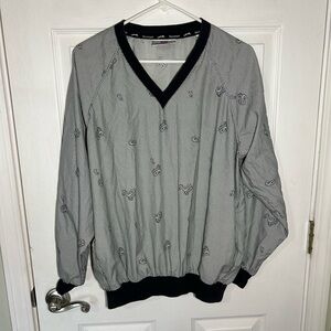 Slazenger Vintage Paisley V-Neck Golf Pullover Windbreaker Black White Medium